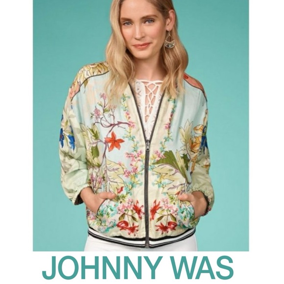 Johnny Was Jackets & Blazers - Johnny Was REVERSIBLE Mizumi Bomber Jacket Floral Silk Statement Sleeve Coat XS